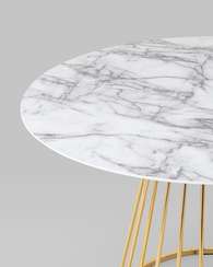 Стол Nels Ø110 см, белый мрамор, золотая ножка
