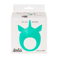 Зеленое эрекционное кольцо 3,5см с вибрацией Lola Games Mimi Animals Unicorn Alfie Green 7000-06lola