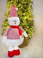 Игрушка Снеговик телескопический 80-130 см., красный, Christmas DeLuxe (89313)