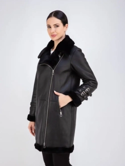 Дубленка натуральная авиатор длинная Турция