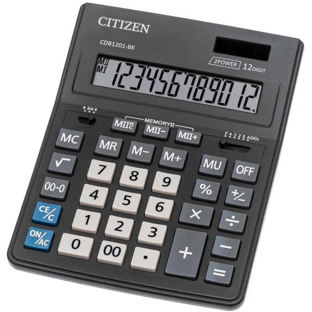 Калькулятор настольный Citizen Business Line CDB1201-BK, 12 разрядов, двойное питание, 155*205*35мм