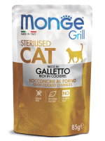 Корм для кошек Monge Cat Grill Pouch для стерилизованных кошек итальянская курица пауч, 85г