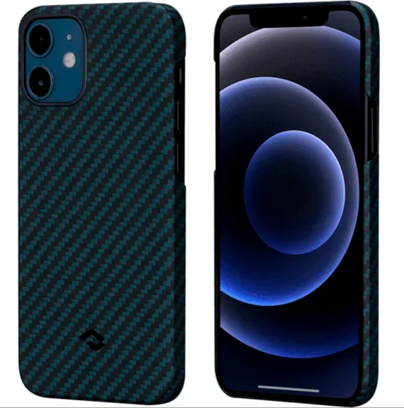Чехол Pitaka MagEZ Case для iPhone 12 mini 5.4", черно-синий, кевлар (арамид) KI1208