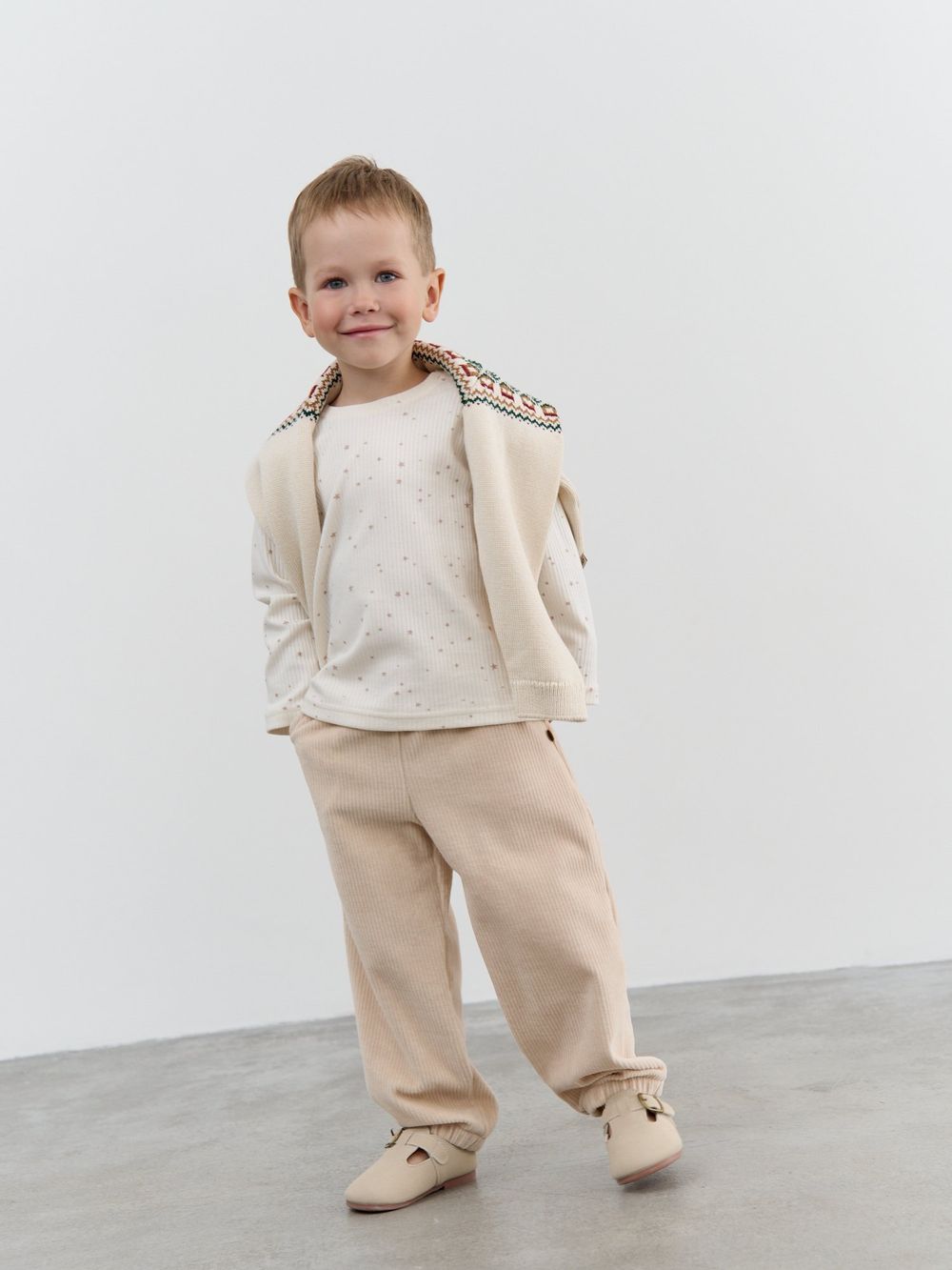 Брюки вельветовые "Сливочный пудинг" 0+
