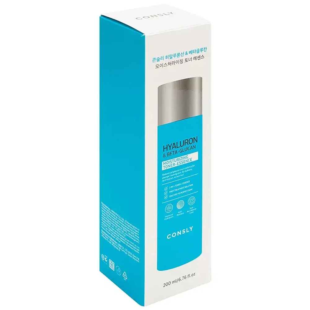 CONSLY Тонер-эссенция увлажняющий с гиалуроновой кислотой и бета-глюканом Hydrating Toner-Essence, 200 мл