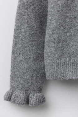 ZARA КАРДИГАН С ВОЛАНАМИ, СЕРЫЙ