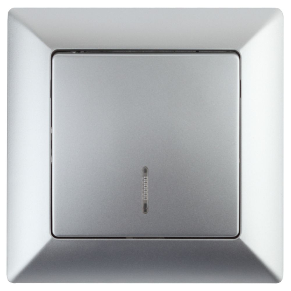 Выключатель Intro Solo 4-102-03 одноклавишный с подсветкой, 10А-250В, IP20, СУ, алюминий | Intro Solo