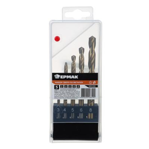 Набор сверл по металлу ЕРМАК (3,4,5,6,8мм) HSS