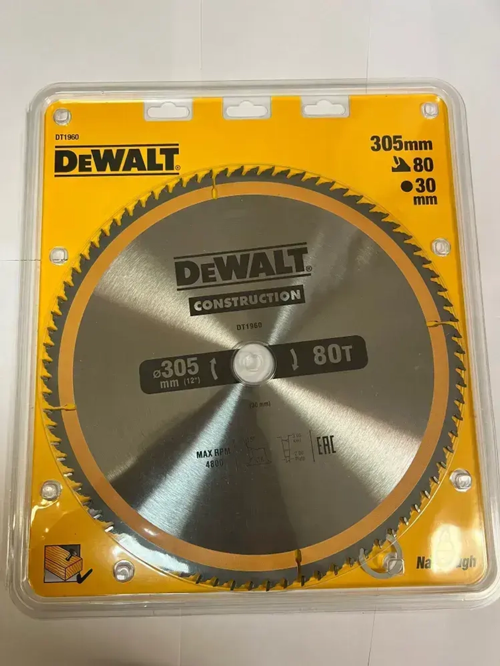 DEWALT CONSTRUCTION диск пильный по дереву 305*2.0*30*80 зубов