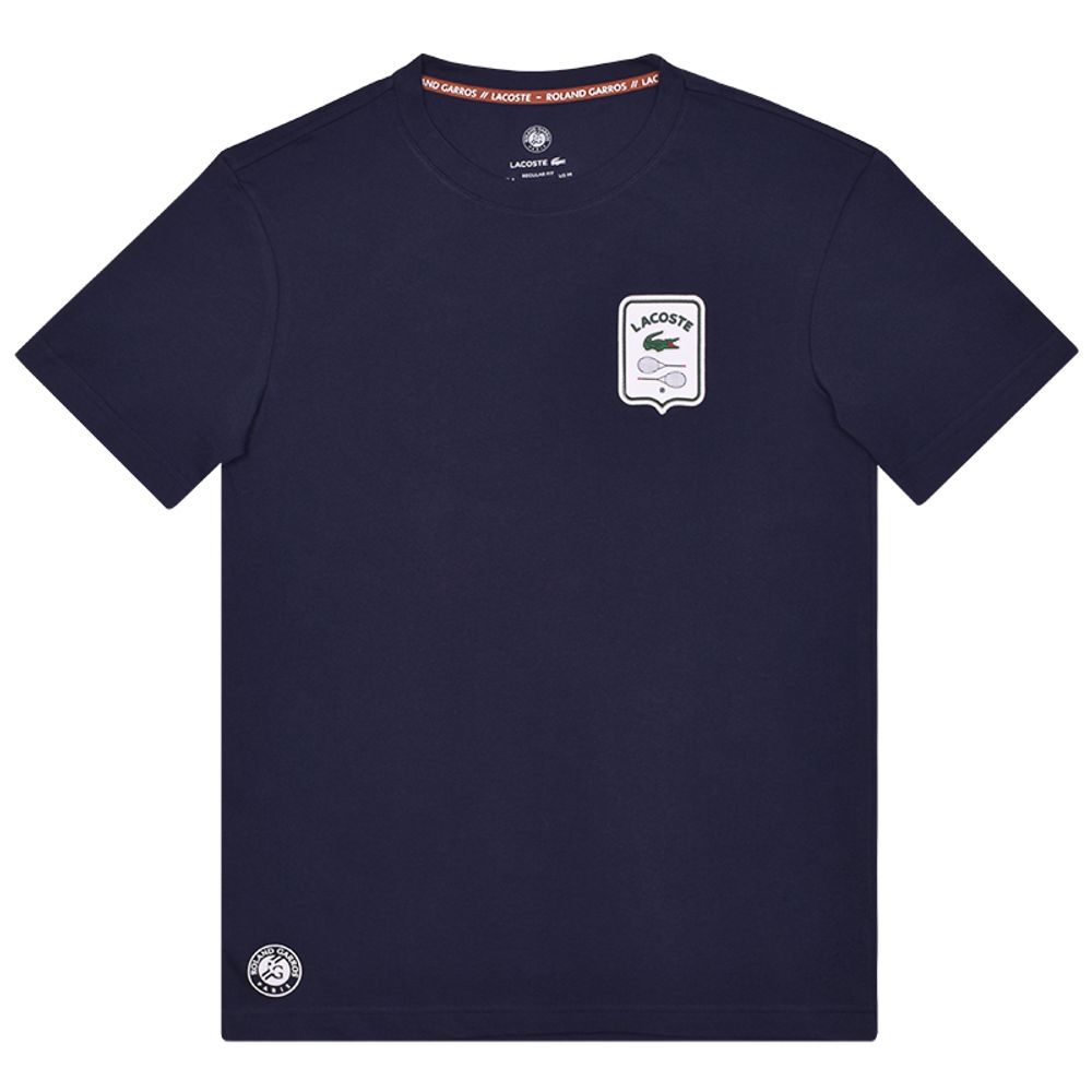 Футболка мужская теннисная Lacoste Sport Roland Garros Edition Badge T-shirt - navy blue