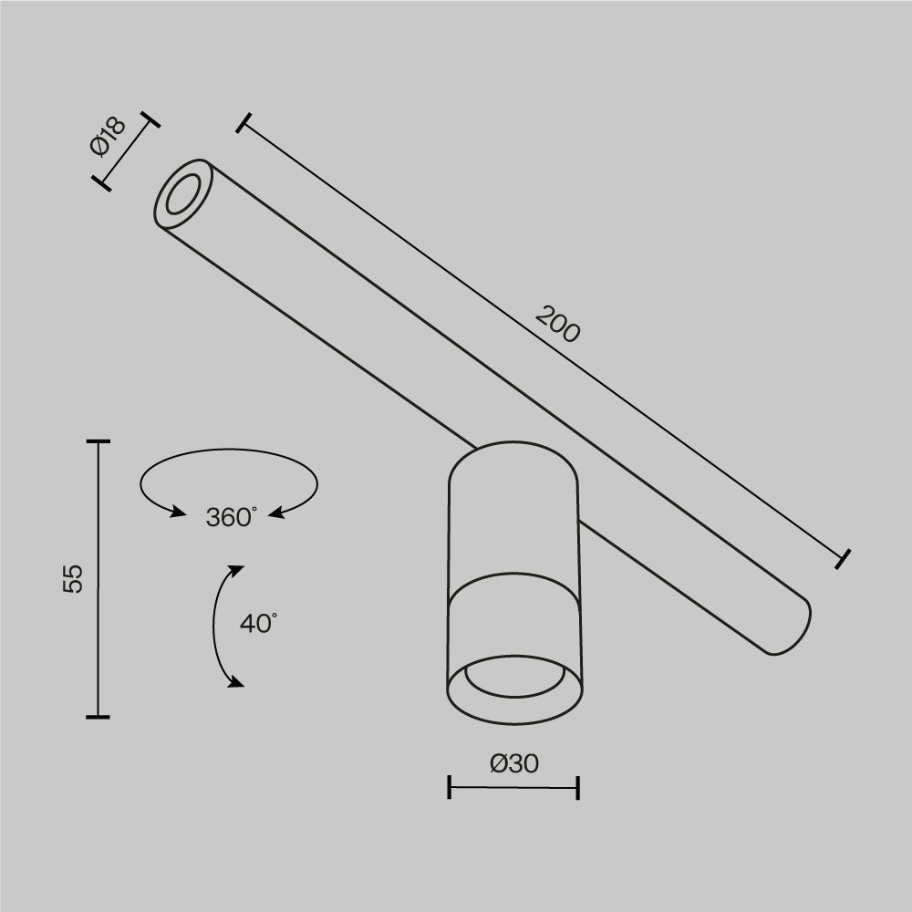 Трековый штанговый светильник светодиодный Maytoni Axity   C103CL-5W3-6K-B