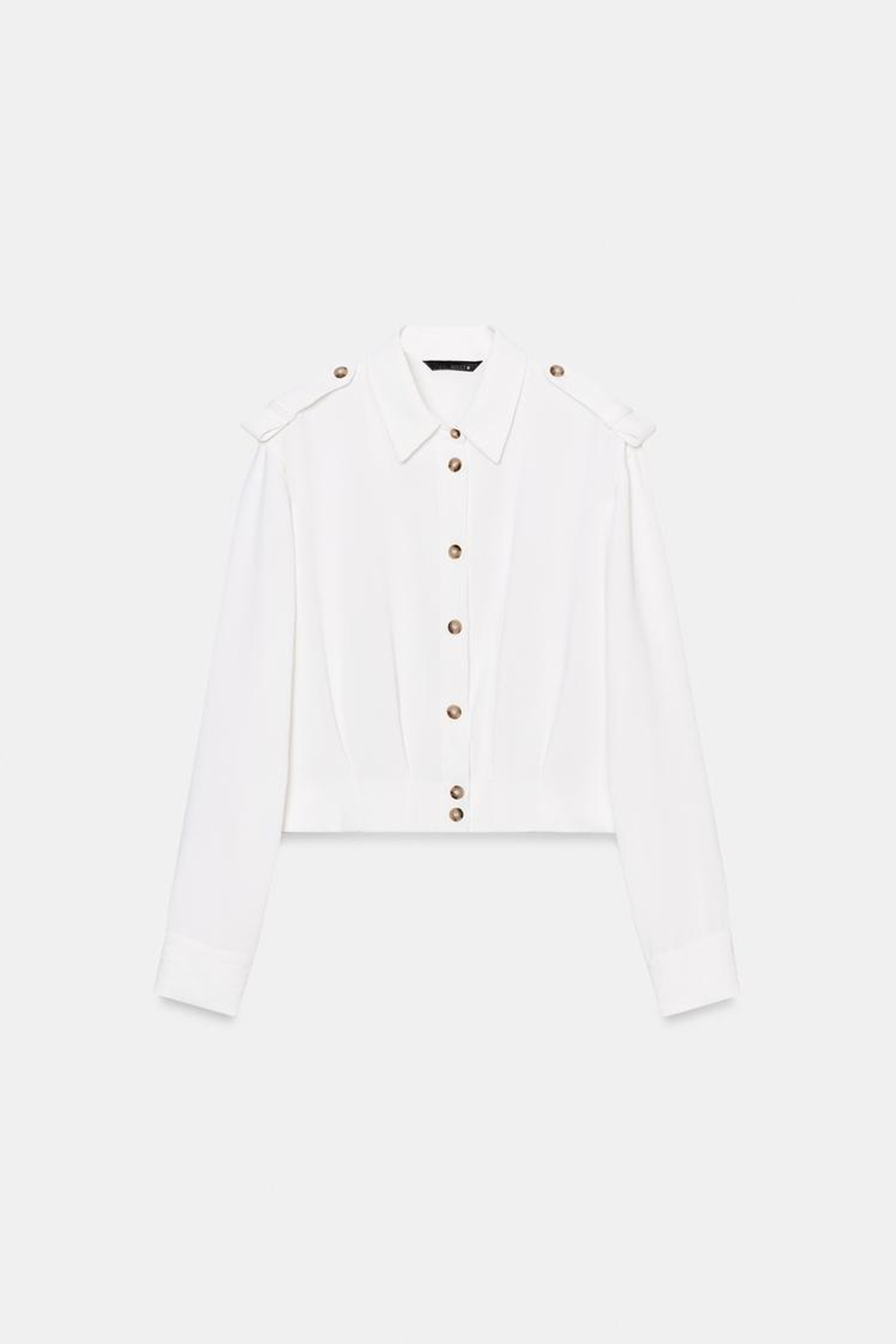 ZARA РУБАШКА C ХЛЯСТИКАМИ НА ПЛЕЧАХ, ЖЕЛТОВАТО-БЕЛЫЙ