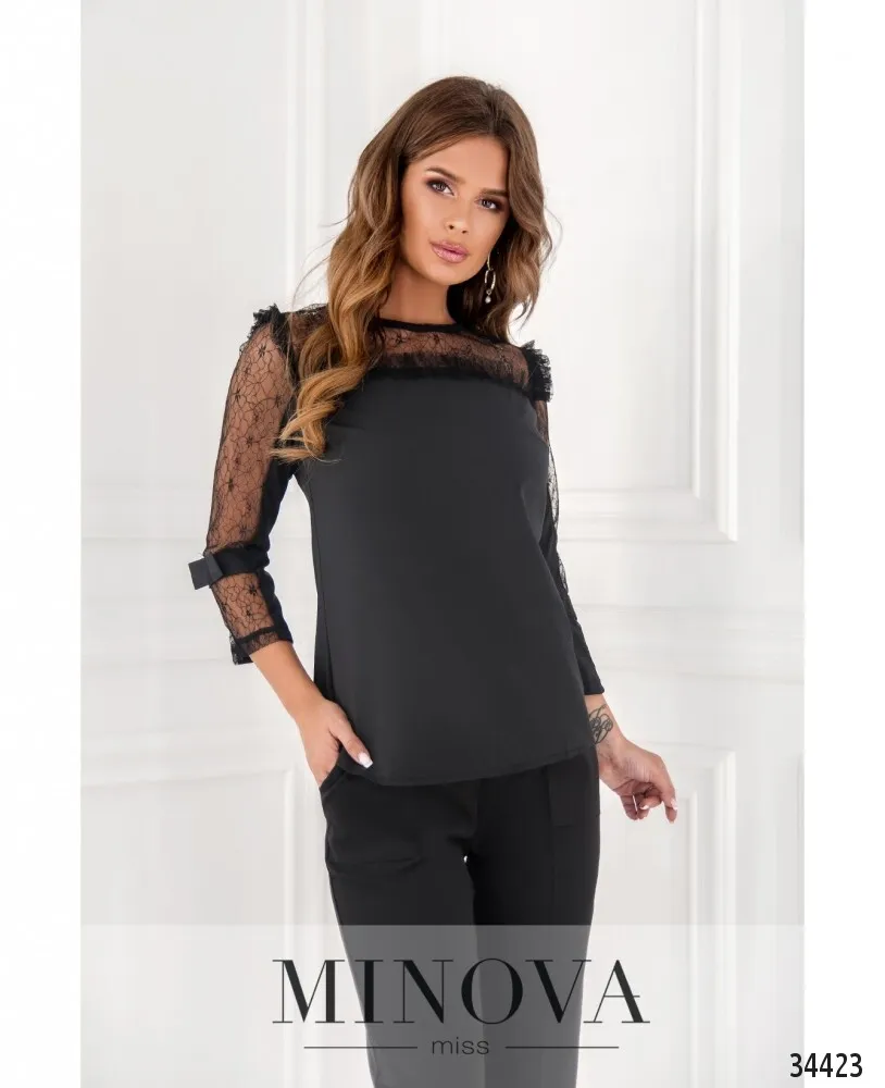 Блузка 1143н-черный Minova