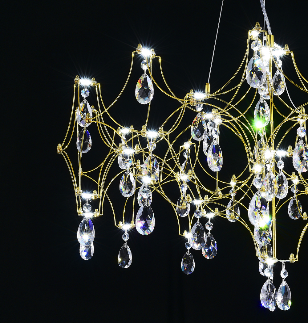 Подвесная люстра светодиодная с пультом и хрустальными подвесками Asfour MyFar Ileria MR2652-57P-50AD
