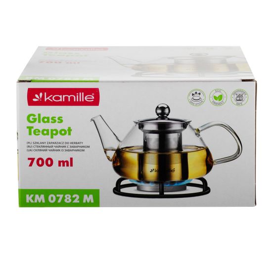Стеклянный заварочный чайник 700 мл. Kamille KM-0782M со съемным ситечком