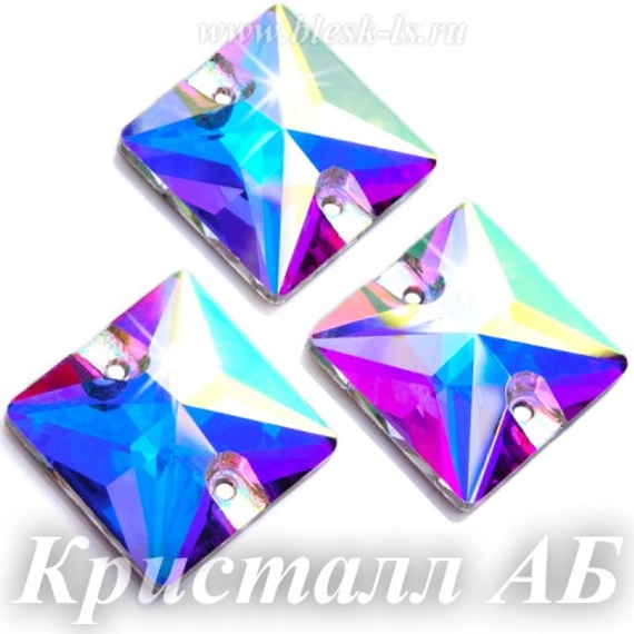 Пришивной квадрат Dongzhou с 2 отверстиями, Кристалл АБ