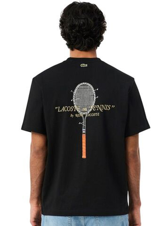 Мужская теннисная футболка Lacoste Embroidered Cotton - black