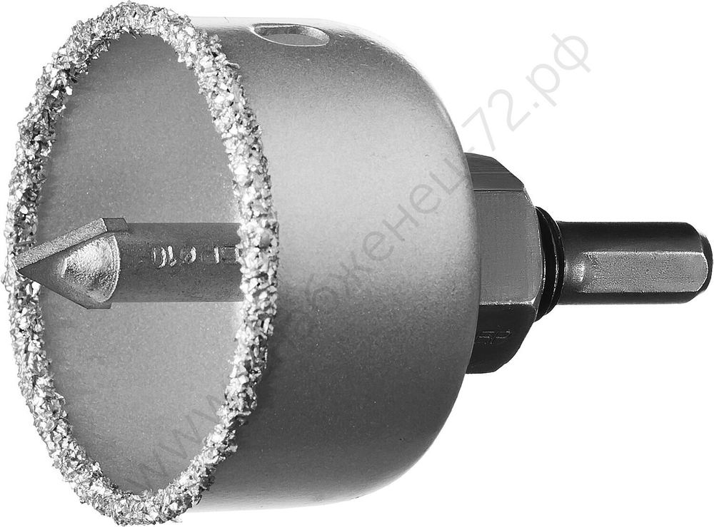 ЗУБР 51 мм, L 25 мм, карбид вольфрама, Коронка-чашка с державкой и сверлом, Профессионал (33360-051)