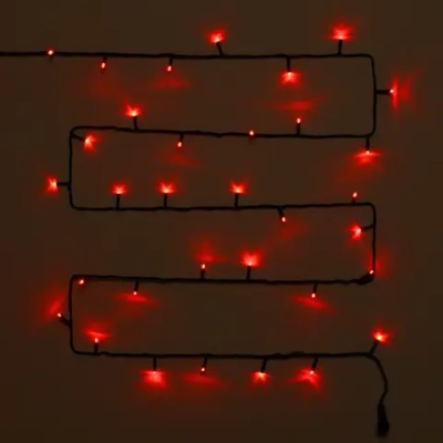 Гирлянда для улицы 7м 80 ламп LED чёрный провод, 8 реж, IP-54, Красный (возможность соединения)