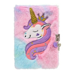 Блокнот детский Basir на замке, формат А5, серия "Единорог", меховая обложка, 88 листов, размер 21*15 см