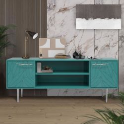 Тумба под ТВ Арт Колор leaves 155см Стайл Сильвер Пастельно-синий