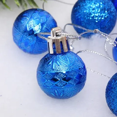 Новогодние шары 3 см (набор 9 шт) «Микс фактур», синий