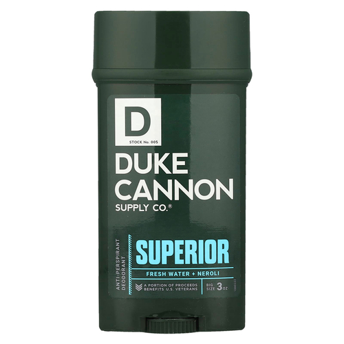 Duke Cannon Supply Co., Дезодорант-антиперспирант, превосходный, пресная вода и нероли, 85 г (3 унции)