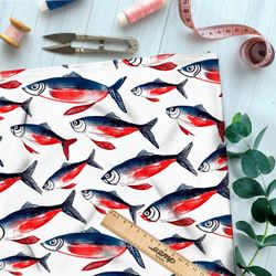 Ткань премиум дюспо океанские рыбы