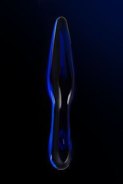 Двусторонний фаллоимитатор Sexus Glass, стекло, синий, 17,5 см