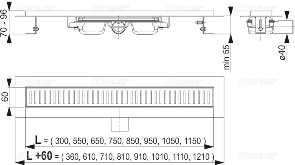 Душевой лоток AlcaPlast APZ101-550 Low