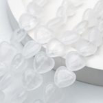 Кварц белый бусины, сердце, размер около 12 мм, цена за 8 шт (1/4 нити)