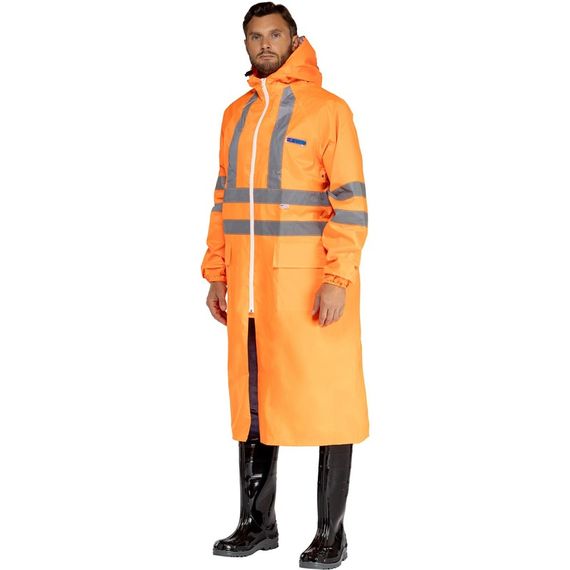 Плащ сигнальный влагозащитный Waterproof Line Extra-Vision WPL ПВХ на молнии оранжевый с СОП