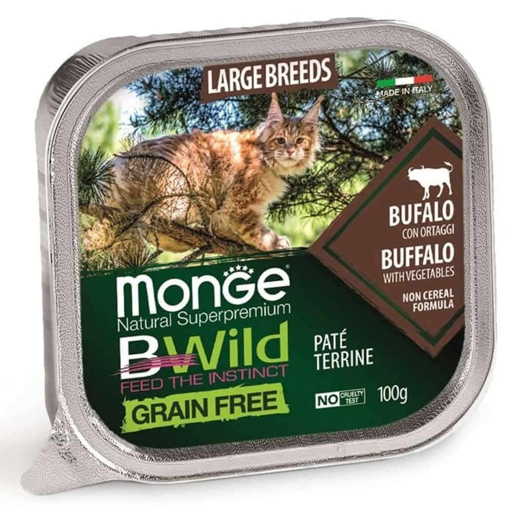 Monge Cat Bwild Graifree консервы из буйвола с овощами для кошек 100г