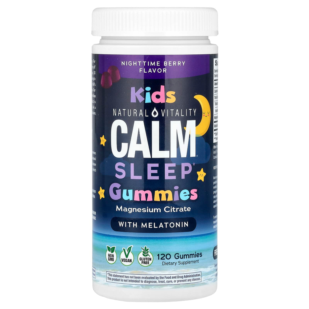 Natural Vitality, CALM®, детские жевательные мармеладки с мелатонином, ночные ягоды, 120 жевательных таблеток