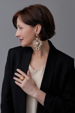 Серьги Celeste G, со вставкой из смальты и кристаллами Swarovski, CS24.2-1765 (бежевый)