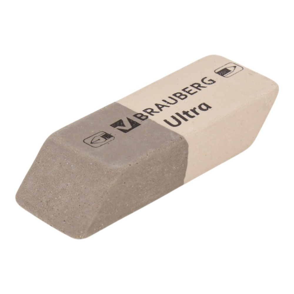 Ластик BRAUBERG "Ultra", 41х14х8мм, серо-белый, натуральный каучук, 228703