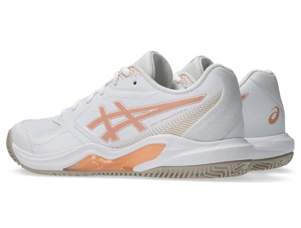 Женские Кроссовки теннисные Asics Gel-Dedicate 9 Clay - white/cantaloupe