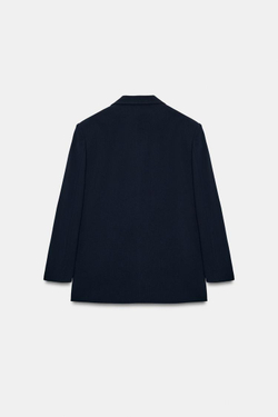 ZARA ДВУБОРТНЫЙ БЛЕЙЗЕР ОВЕРСАЙЗ, МОРСКОЙ СИНИЙ