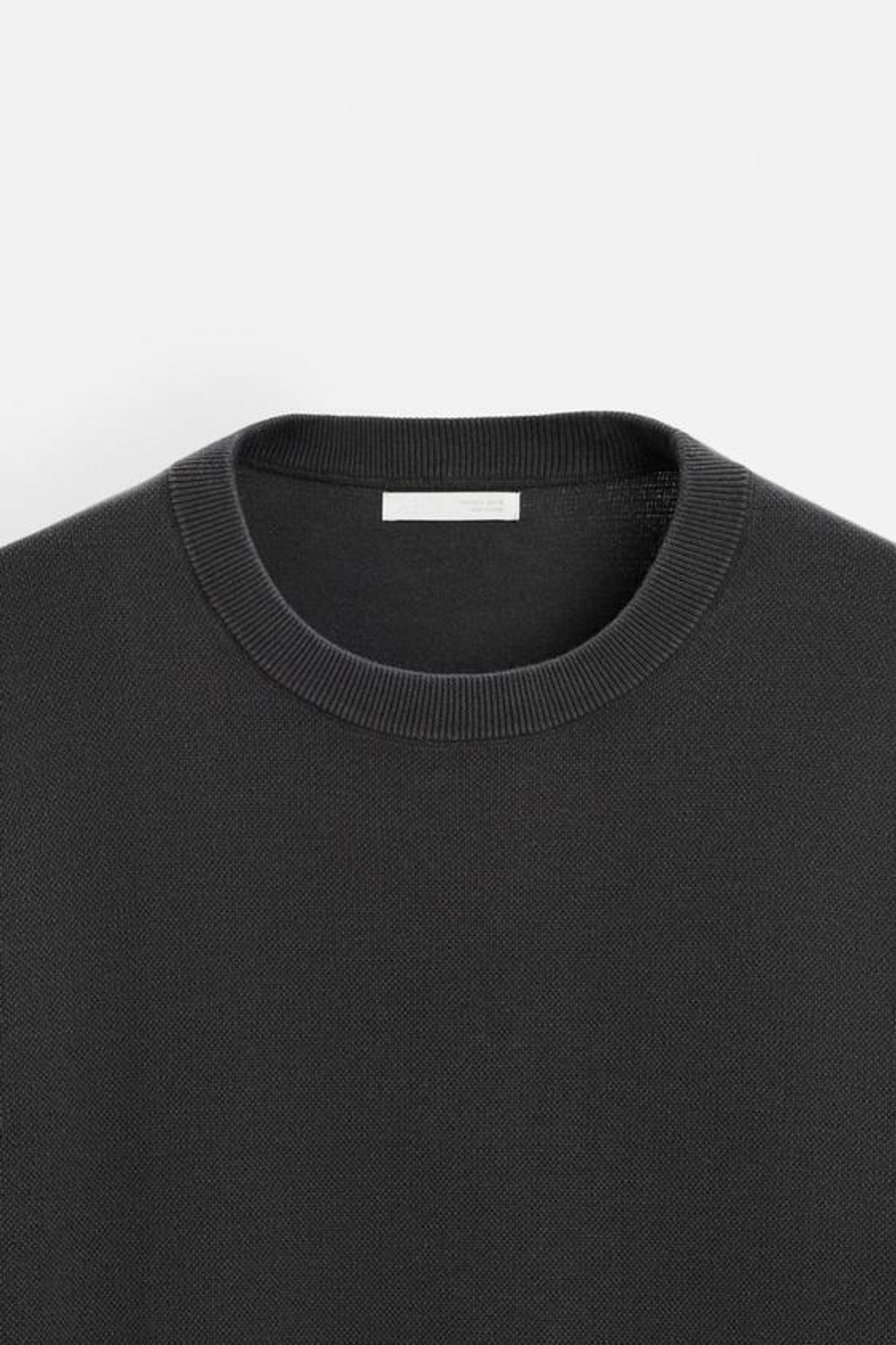 ZARA СВИТЕР ИЗ СМЕСОВОГО ХЛОПКА С РЕЛЬЕФНЫМ УЗОРОМ, ТЕМНО-СЕРЫЙ