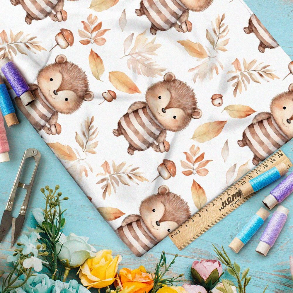 Ткань премиум дюспо милые бурундуки