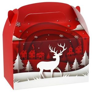 Бокс новогодний Казахстан 16*9*9 см Олень  Красный 12 шт/уп