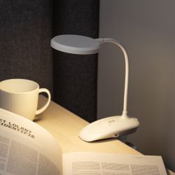 Настольный светильник ЭРА NLED-513-6W-W светодиодный аккумуляторный на прищепке белый | Светодиодные настольные лампы