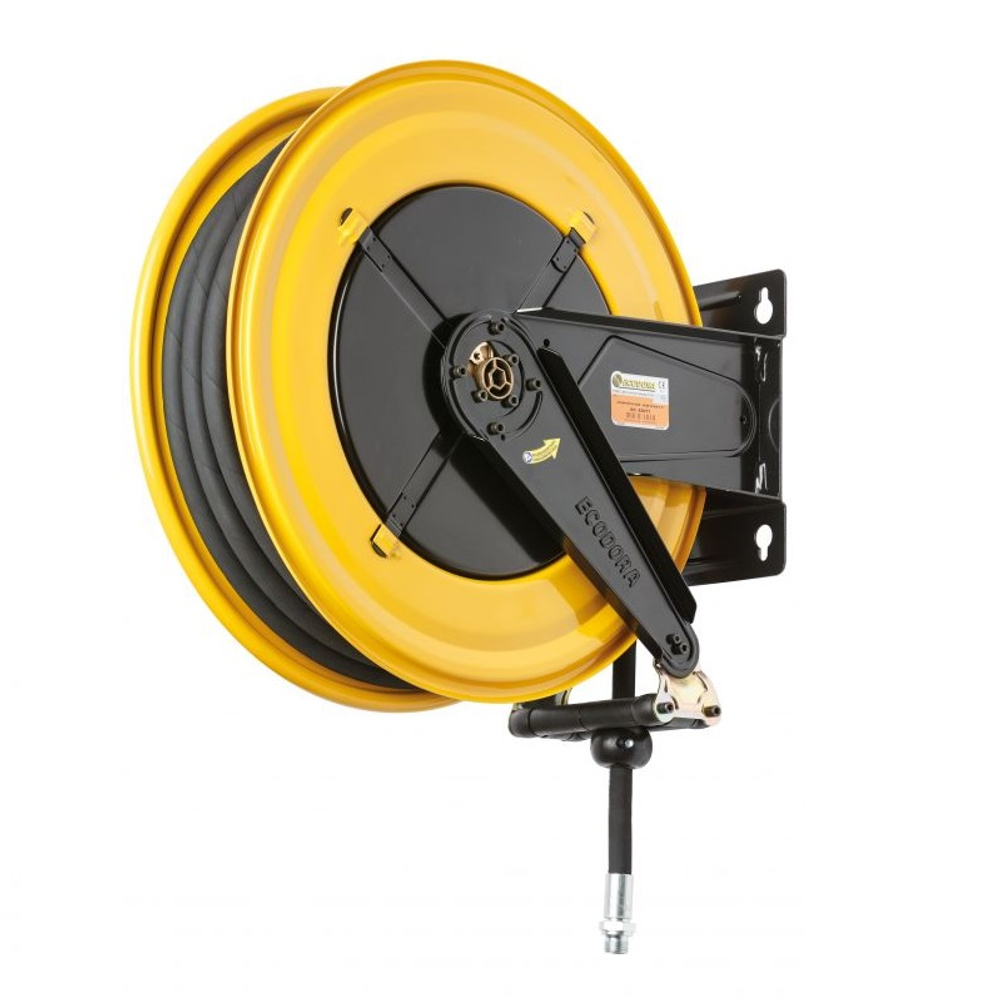 Катушка для раздачи воздуха и воды 20 бар, шланг 25 м, диаметр 1/2", неповоротная, ECODORA (Италия)