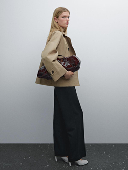 Massimo Dutti Брюки из крепа с защипами, черный