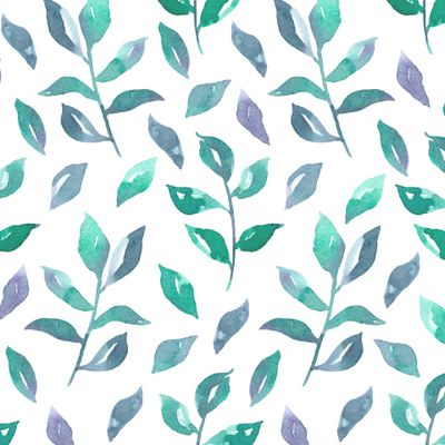 Акварельные веточки и листья на белом фоне