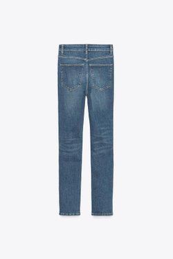 ZARA ДЖИНСЫ TRF SKINNY С ВЫСОКОЙ ПОСАДКОЙ, СИНИЙ