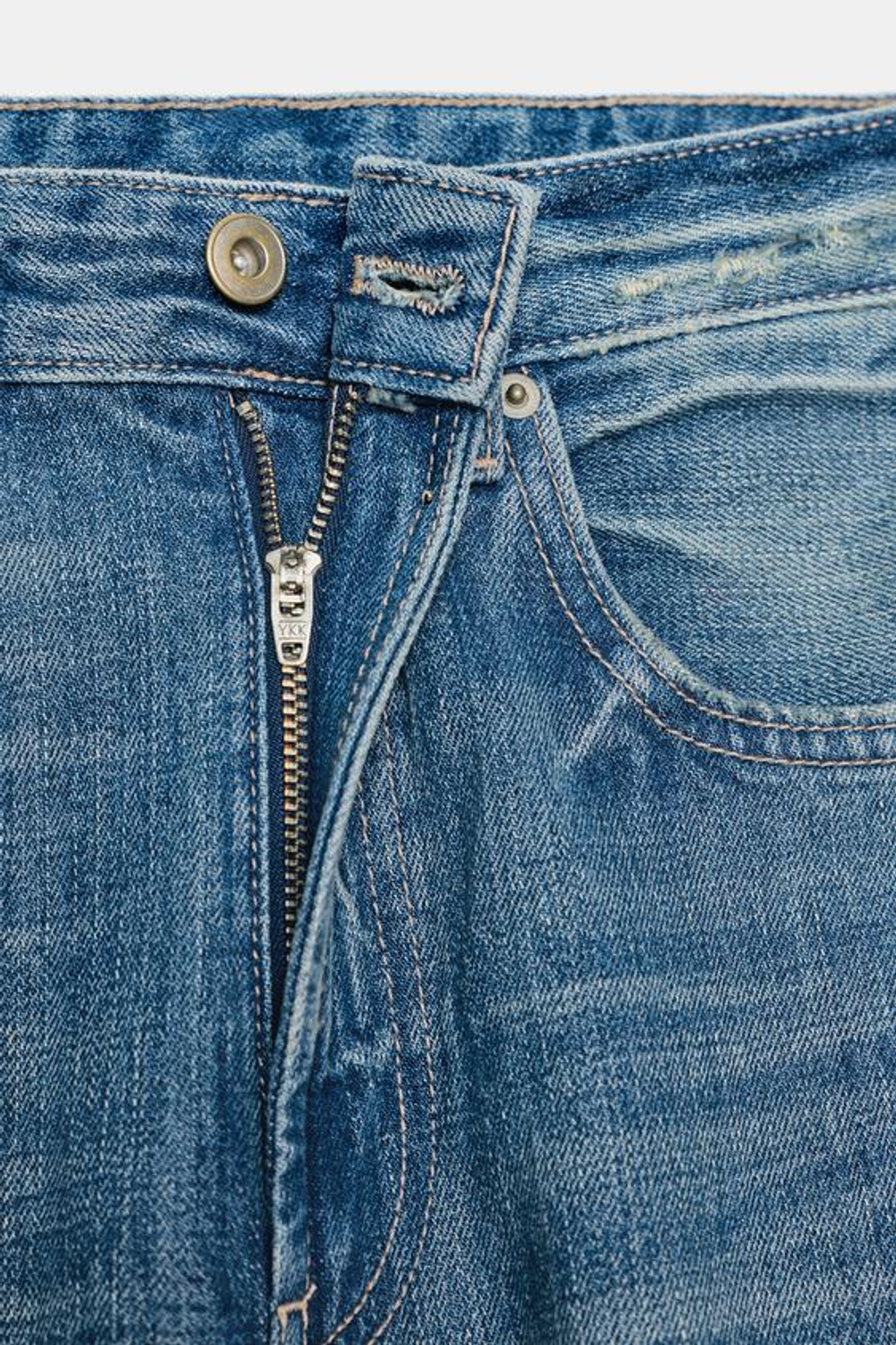 ZARA ДЖИНСЫ TRF WIDE LEG С ВЫСОКОЙ ПОСАДКОЙ И КОЖАНЫМИ КАРМАНАМИ, СИНИЙ