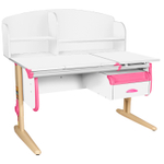 Растущая парта Дэми СУТ 25 с задней полкой СУТ.34.390 и навесной тумбой (1200×880 мм)