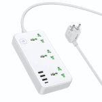 Фильтр сетевой HOCO AC7, 250V/10A 3 розетки, 17W 3.4A Type-C+3xUSB, 1.5m White