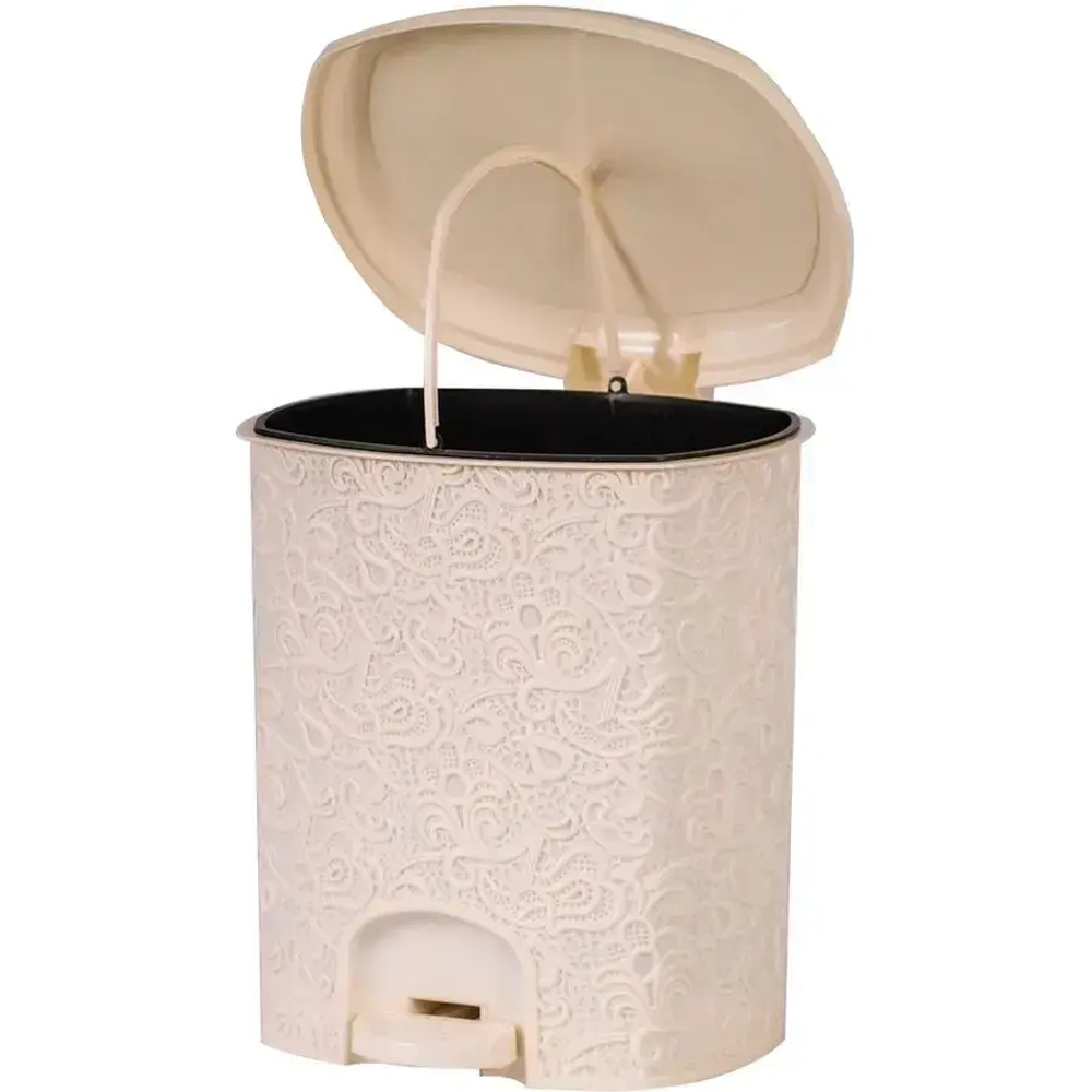 Ведро для мусора с педалью 11л Ажур (бежевый)